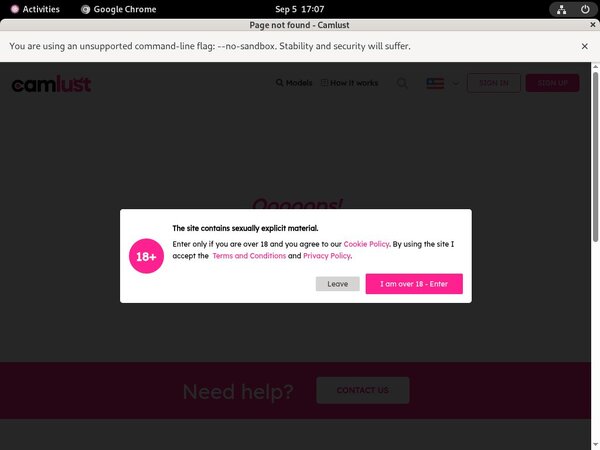 Camlust.com Signup Page