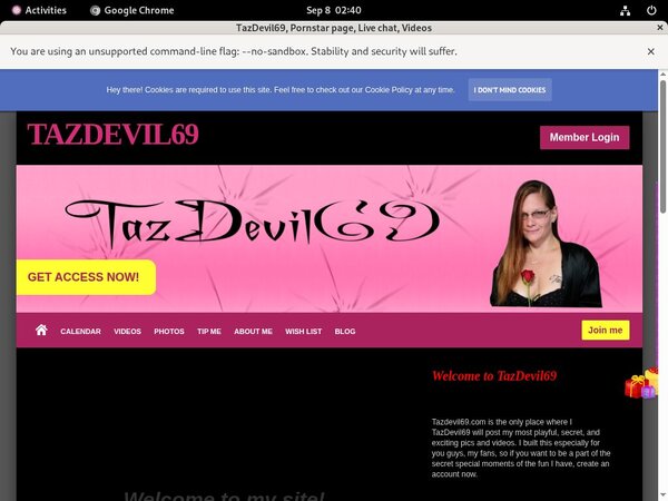 Tazdevil69.modelcentro.com Pasword