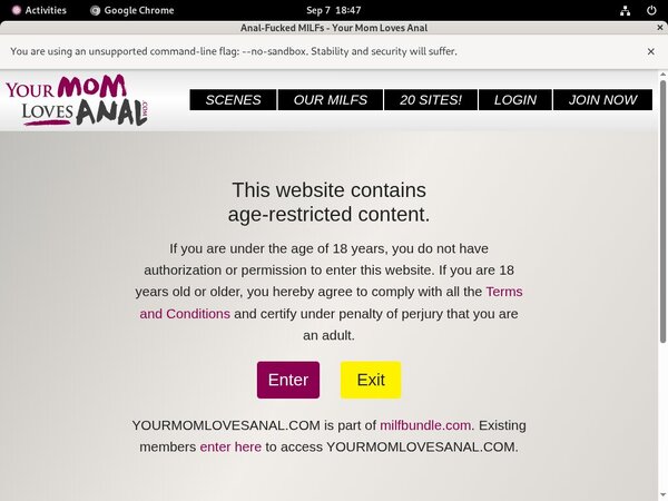 Yourmomlovesanal.com Register Form